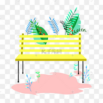 手绘卡通黄色长椅