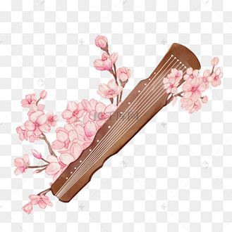 水彩乐器古琴