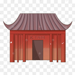 红色手绘建筑小房子