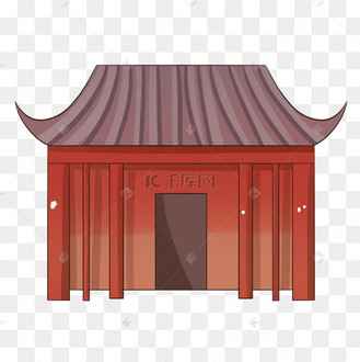 红色手绘建筑小房子