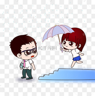 情人节感动情侣恩爱下雨接送撑伞