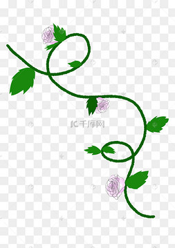 粉色玫瑰藤蔓植物素材向日葵玫瑰精致花框粉色玫瑰花藤矢量手绘节日