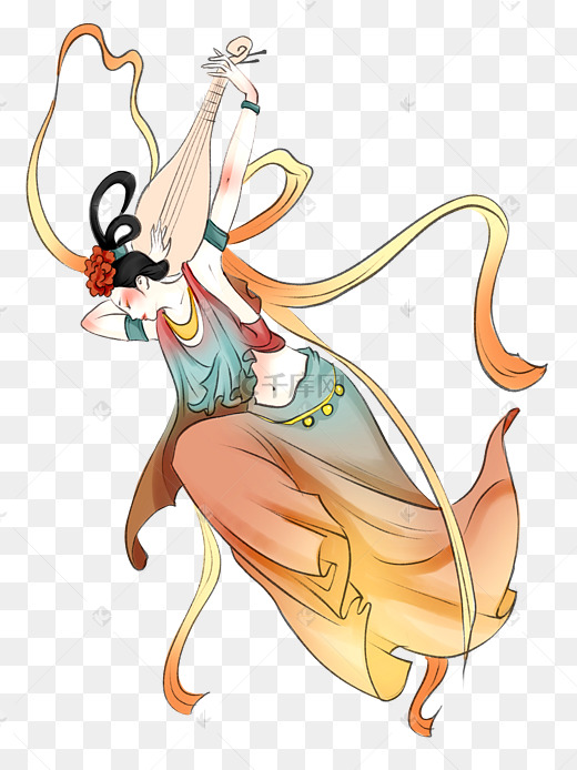 敦煌飞天仙女反弹琵琶图片