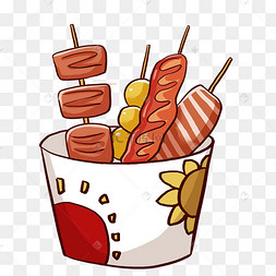 美味的炸串装饰插画