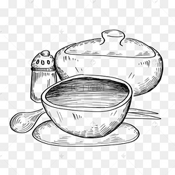 手绘线描餐具锅盆