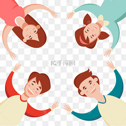 矢量卡通人群围观