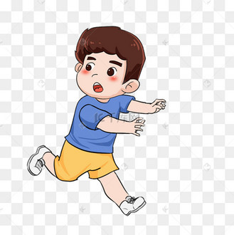 惊慌逃跑的男孩