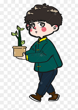 植树节保护树苗植物转移盆栽卡通