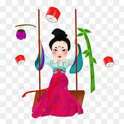 古代女孩荡秋千