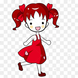 红色穿裙子的女孩