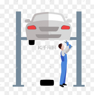 卡通矢量汽车维修