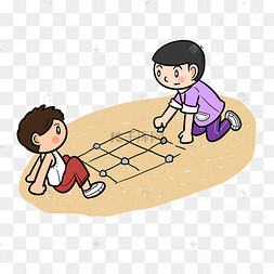 卡通儿童节回忆童年玩石子游戏png