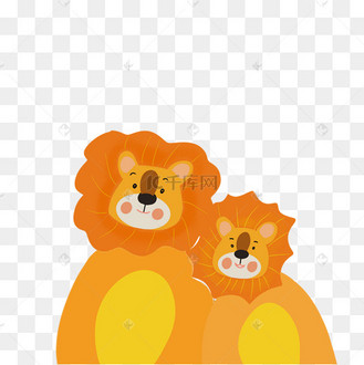 母亲节狮子母子卡通手绘
