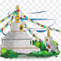 夏建筑景点白塔装饰