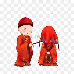 下载 png下载psd古代古装结婚礼服喜服新郎新娘手绘插画下载 png下载