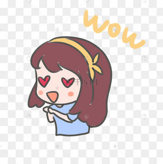 惊讶花痴女孩爱心眼睛手绘