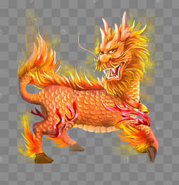 金色金麒麟剪纸中国古典神兽火麒麟中国神兽麒麟送福麒麟古代神兽中国