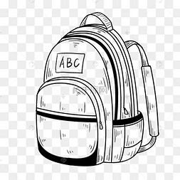 卡通手绘线描书包插画