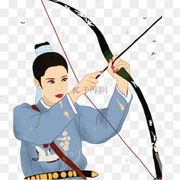 古代汉服男人在射箭