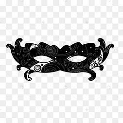 手绘黑白面具免抠图案