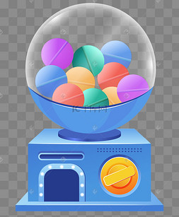 蓝色立体扭蛋机抽奖