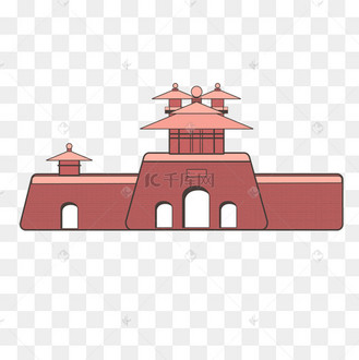 虎年城墙红色卡通背景图