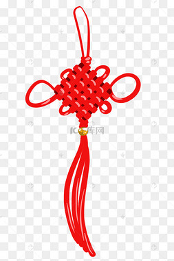手绘红色的中国结插画