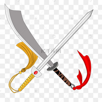 手绘中国风刀剑插画