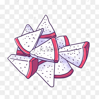 卡通手绘切碎的火龙果png免抠素材