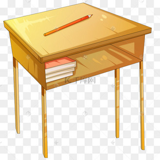 手绘学习书桌插画