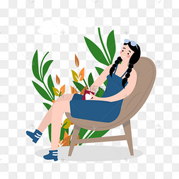卡通风坐在椅子上的女人