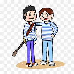 卡通五年青年节海魂衫青年png透明