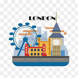 城市伦敦大本钟伦敦眼地标png