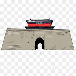 地标性建筑山海关插画