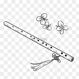 手绘线描笛子插画
