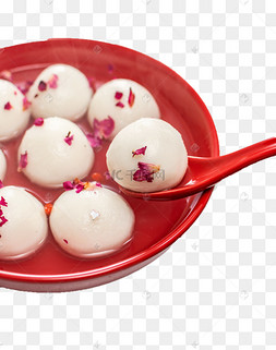 汤圆红碗红勺子红色