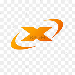 黄色渐变x圆弧形状图标