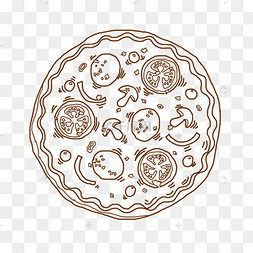 手绘线描披萨插画