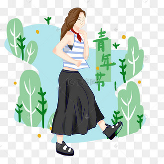 海魂衫红领巾女孩俏皮青年站立免抠png