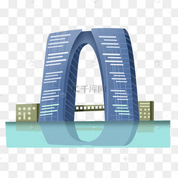 手绘建筑东方之门插画