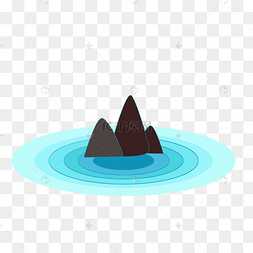 卡通手绘山水水面山海涟漪水纹