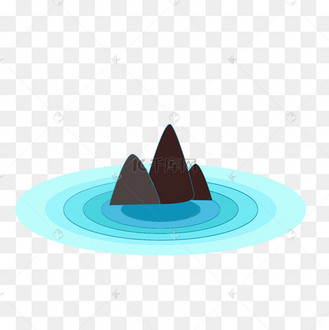 卡通手绘山水水面山海涟漪水纹