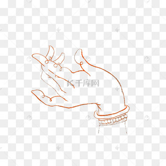 手拈花菩萨佛教白描国画png