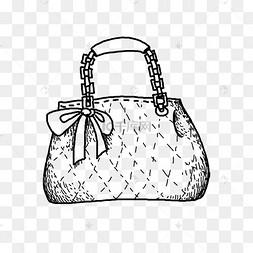 线描蝴蝶结手提包插画