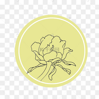 圆形黄色手绘牡丹花花苞