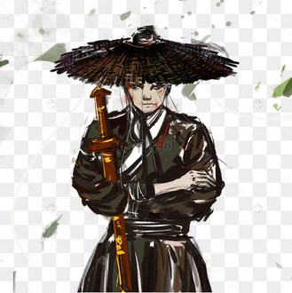 中国风武侠武功功夫侠客剑客水墨风古风插画