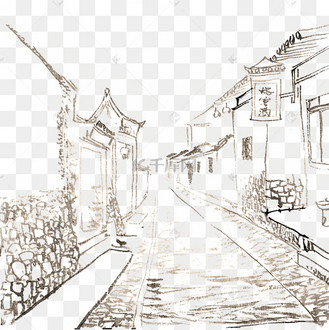 老建筑手绘图片_老建筑手绘设计图片素材大全-千库网