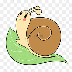 卡通蜗牛爬行png透明底