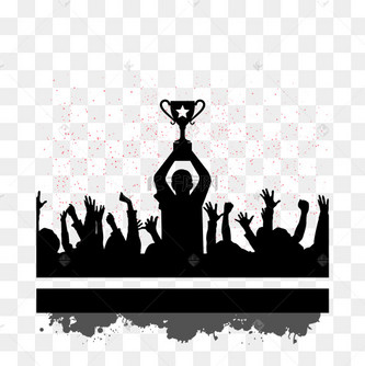剪影胜利手举奖杯