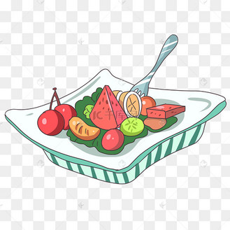 水果沙拉卡通插画